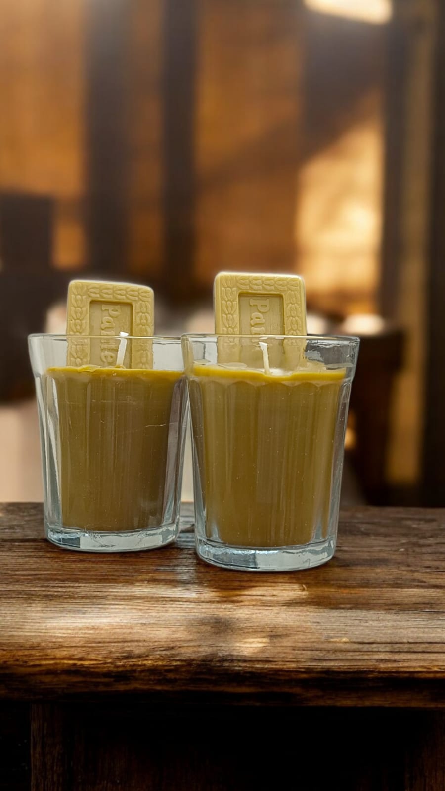 Femmora Handmade Masala Tea (Chai & Biscuit) Scented Candles in Glass Jar – Set of 2