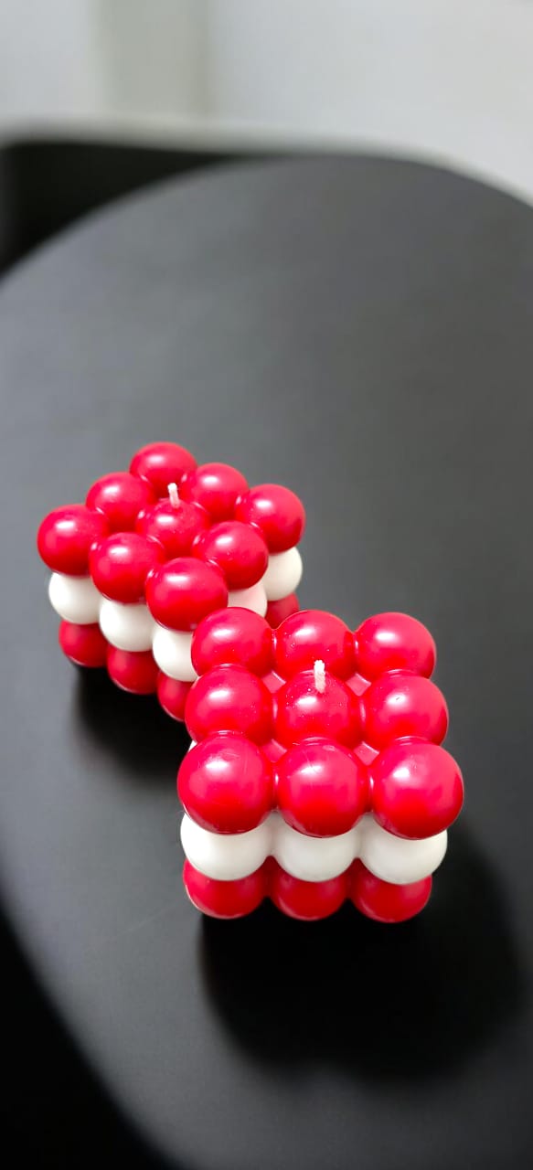 bubble candle soy wax red-white