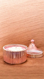 Femmora Handmade Decorative Rose Gold Candle Jar | Ocean Breeze Flower, Long-Lasting Aroma