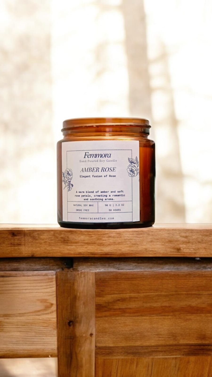 femmora amber rose soy wax  candle