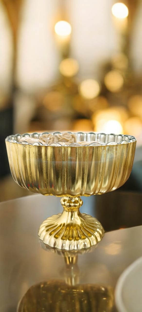 femmora candles luxury gold ribbed decorative jar home decor pure soy wax