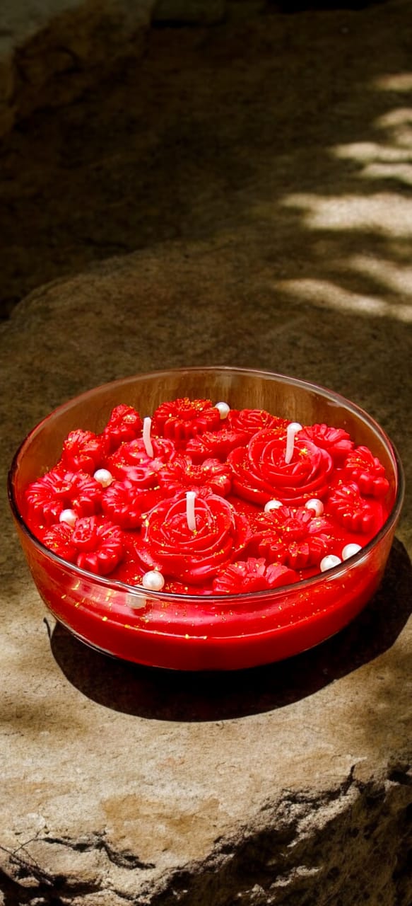 femmora candles red rose glass soy wax candle