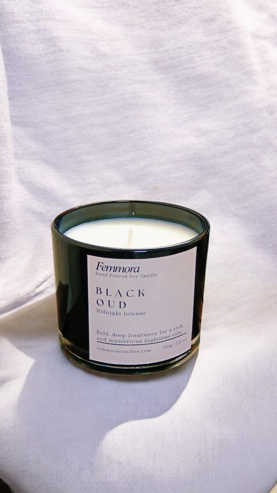 Femmora Handmade Black Jar Black Oud Scented Candle for Home & Office