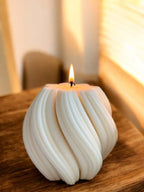 Femmora Handmade Luxury Swirl Ribbed Spiral Candles – Vanilla Caramel | Set of 2