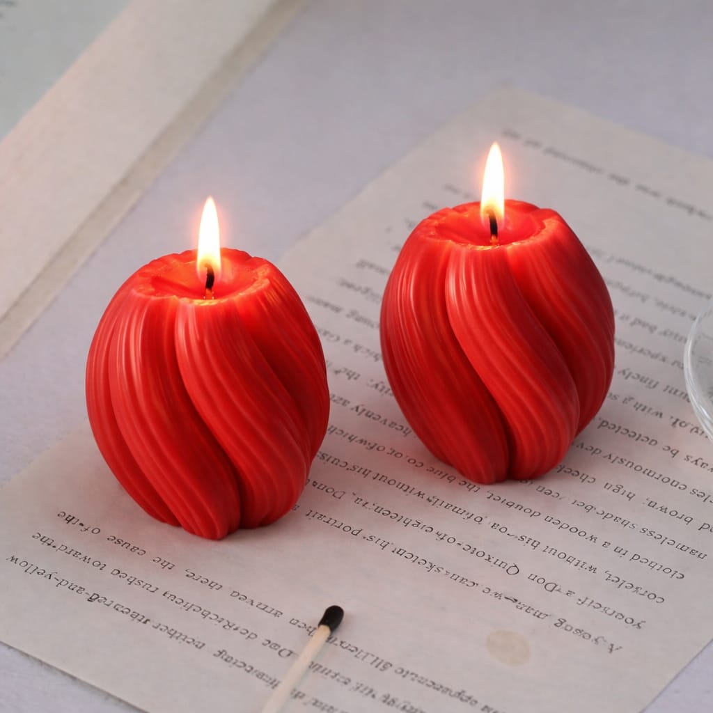 Femmora Handmade Luxury Swirl Ribbed Spiral Scented Candles – Set of 2