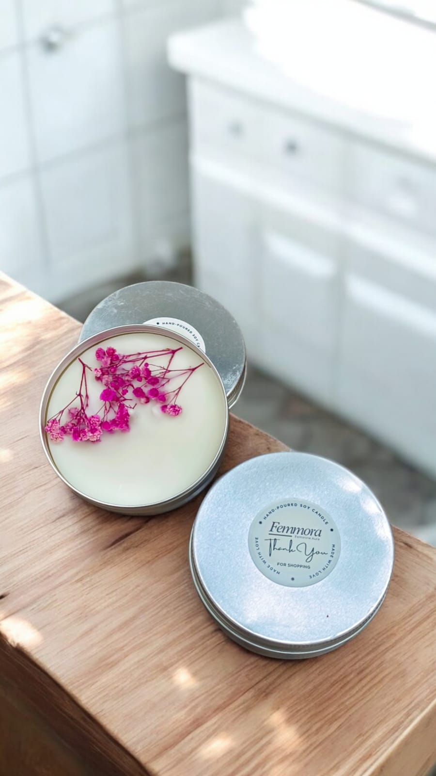 femmora candles new arrival silver tin candle