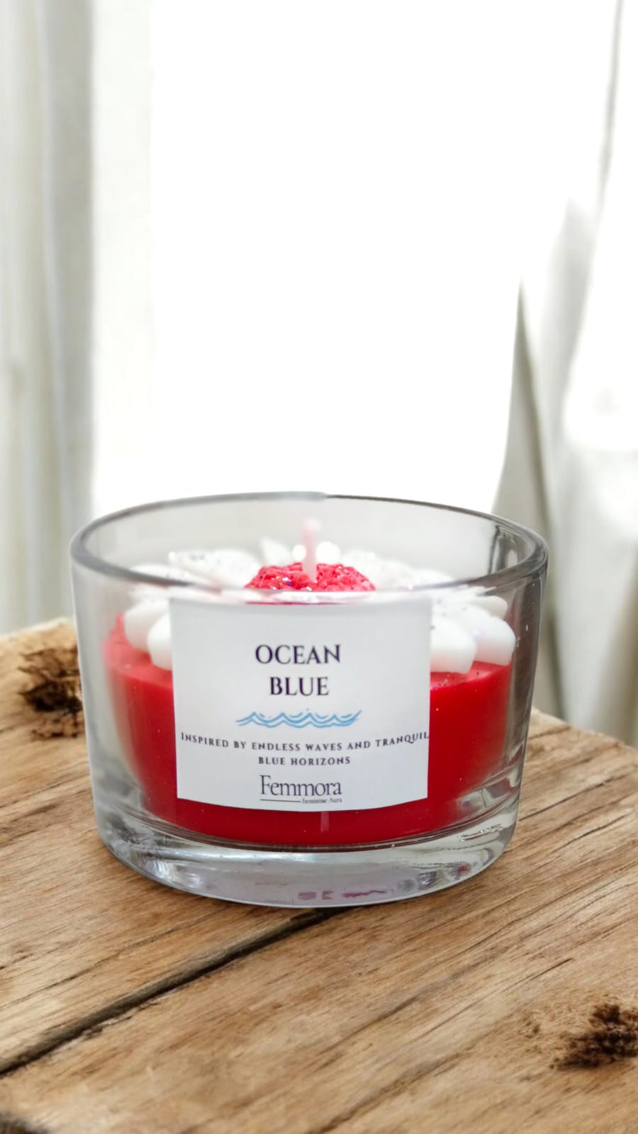 Femmora Handmade Premium Glass Bowl Flower Candle – Ocean Breeze | Home Décor & Gifting Candle