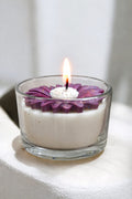 Femmora Handmade Premium Glass Bowl Purple Flower Candle – Floral Fragrance | Luxury Home Décor & Gifting Candle