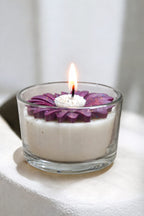 Femmora Handmade Premium Glass Bowl Purple Flower Candle – Floral Fragrance | Luxury Home Décor & Gifting Candle