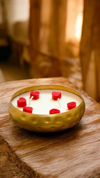 Femmora Handmade Red Heart Urli Festive Scented Candle | Long-Lasting Fragrance
