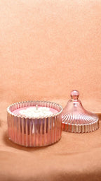 Femmora Handmade Decorative Rose Gold Candle Jar | Ocean Breeze Flower, Long-Lasting Aroma